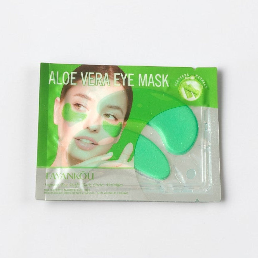 Aloe vera eye mask packaging on a white background